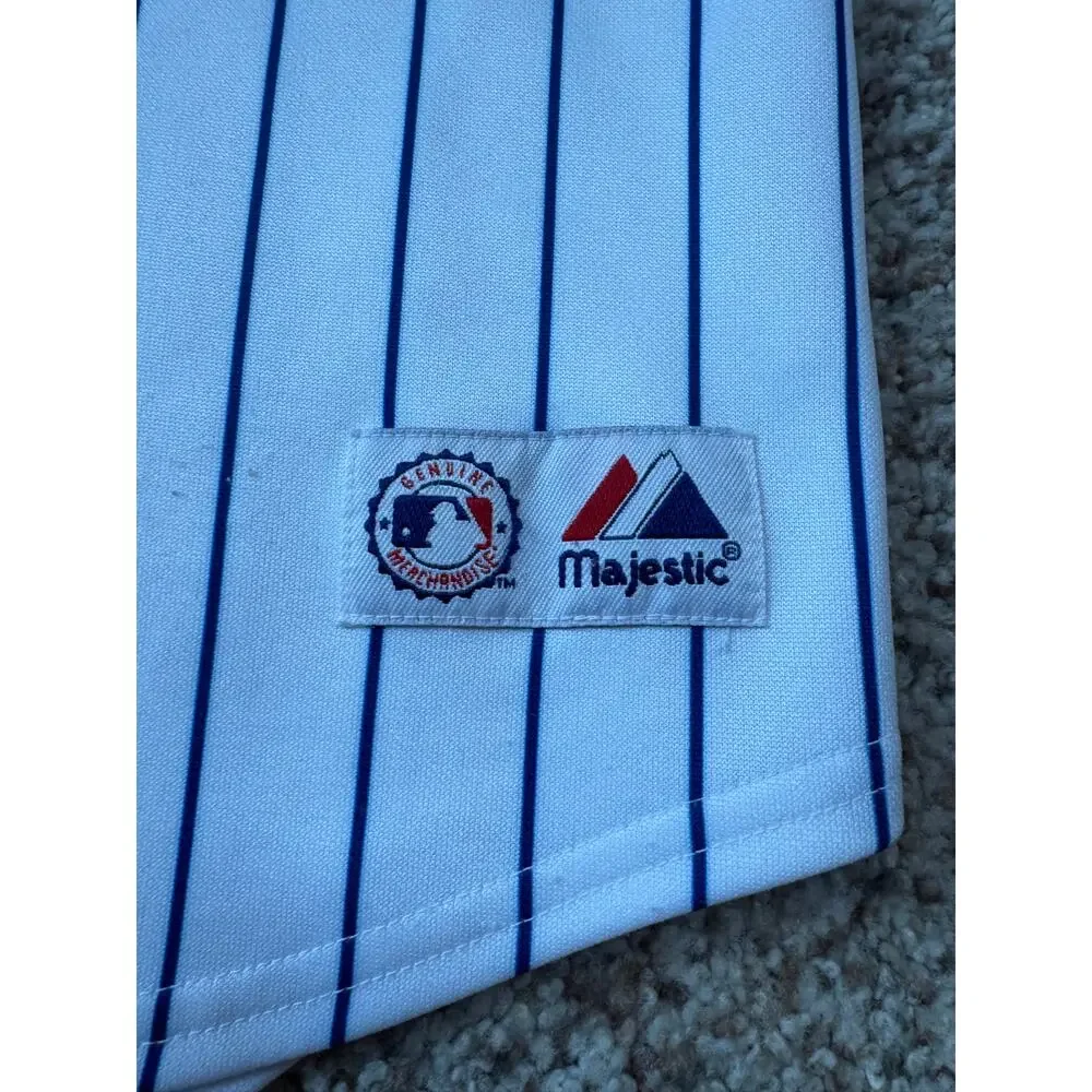 Majestic Men’s MLB Baseball Jersey Medium Mets David Wright #5 White Pinstripe
